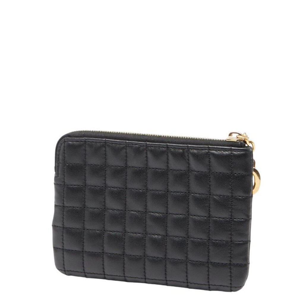 Celine Ccharm Quilted Coin Case Card Case Black Leather - Picture 2 of 10